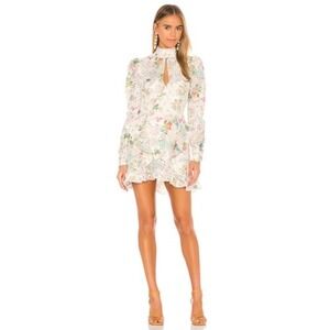 Nookie Dress Womens Small Floral Lace Darling Long Sleeve High Neck Mini NWT